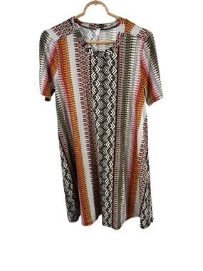 BCBGeneration Neutral & Coral mixed Patterned mini shift dress M casual